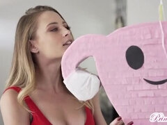 Blondin, Avsugning, Creampie, Klänning, Fyrkant, Hd, Fitta, Tabu