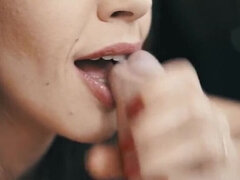 Angelya G Gives Slow Sensual Blowjob - Lips Around Big Cock Until Cum in Mouth