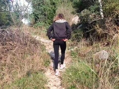 WOW ! Petite Schoolgirl Walk in the Woods Ends with Friend Cumshot