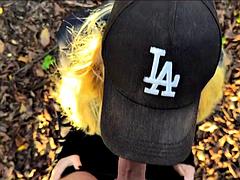 아시안, 미인, 오랄섹스, 잡힌, 커플, 유럽인, 야외의, 공개적인