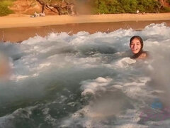 Amatör, Strand, Svart, Fotjobb, Olja, Liten och nätt, Tuttar, Våt