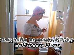 Magnolia Breeze’s Filthy Bathroom Clean: Toothbrush Anal Tease in Pink Panties