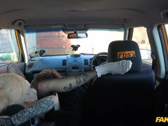 Fake driving instructor doggy fucks a ginger cutie in a car