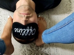 足, ジーンズ, マッサージ