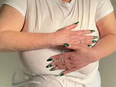 Amatör, Bbw stor vacker kvinna, Blondin, Mogen, Naturliga tuttar, Hängbröst, Solo, Stockings