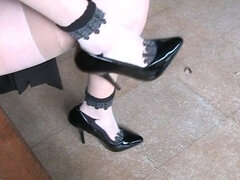 Amatoriale, Sfavillanti, Piede fetish, Lingerie, All'aperto, Calzini, Solo, Calze