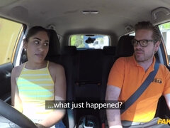 Kinky brunette pleases her driving instructor for license