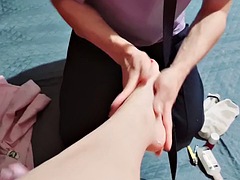 My cuckold husband cleans my feet and prepares me to meet my lover