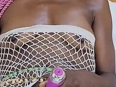 18, 아프리카인, 아마추어, 흑인, 딜도, 하드코어, 타는, 바이브레이터