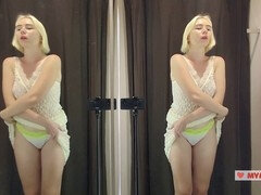 Blonde milf, big tits mom, voyeur