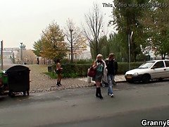 Young guy choose skinny granny prostitute for sex
