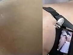 무대 뒤에서, 옷 입은 상태로, 커플, 사정 샷, 독일인, 글로브, 핸드잡