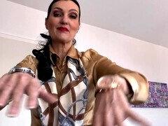 Tysk, Handjobb, Läder, Mogen, Milf, Kontor, Kjol, Bunden