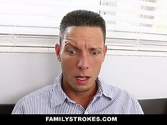 Michelle Martinez bangs stepdad in the dining room & takes a cumshot on her face
