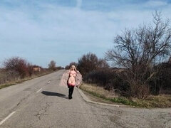 Little Whore Strips off Her Red Bodysuit on the Highway Part 4