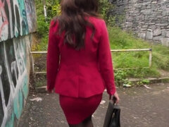 Polish mommy has to polish his cock in public today