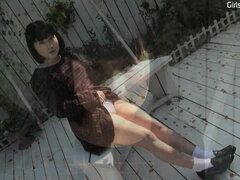 Japanese teenager Mahiro show her shaved pussy