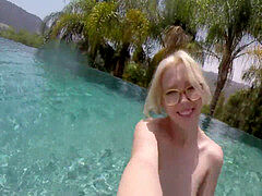 Swimming and getting off with light-haired sweetheart Samantha Rone