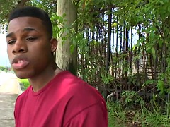 Bottom ebony thug picked by white top 4 outdoor anal