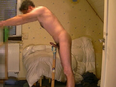 Homemade Stand Fleshlight Vibrator Masturbation