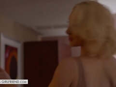 Gros cul, Gros seins, Blonde, Sucer une bite, Hard, Seins naturels, Jarretelles