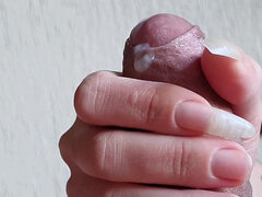 Look at My Long Nails Playing with This Juicy Cock Until It Cums, and Playing with the Thick Load Too.
