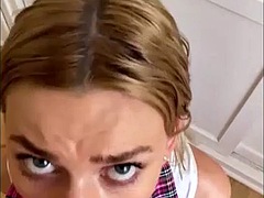 Amateur, Nana, Blonde, Sucer une bite, Collège université, Tir de sperme, Pov, Adolescente