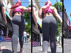 Candid obese backside Latina Twins in ebony Spandex Leggings- So fucking hot!