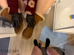 Cleaning lady, point of view, gloves