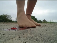 Amateur, Pies, Fetiche, Nylon, Al aire libre, Solo