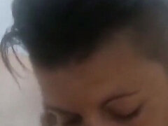 아마추어, 오랄섹스, 입에 사정, 여자친구, 셀카, 짧은 머리, 젖가슴