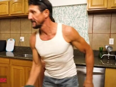 お尻, デカチン, フェラチオ, 茶髪の, ハードコア, キッチン, ハメ撮り, ストリップ