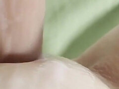 Girl Masturbates Tight Pussy with Big Cock