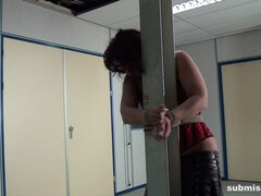 Rani pole-tied ballgagged ass-slapped