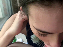 Longest sloppy bj given by ultra-cute teen to step-father