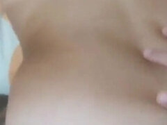 Buttplugged girlfriend fucked from behind & cum eating