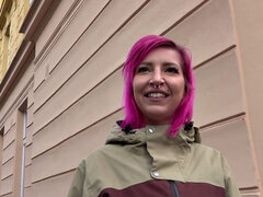 Czech babe pulled into giving head and banging for money