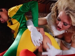 XXX parody of a comic book story gives us a threesome