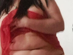 Stepmother in Red Lingerie, Seducing Her Lover