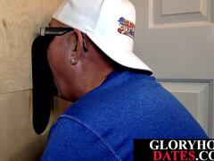 Mature rapidly sucking and wanking black gloryhole rod