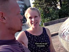 Real german amateur sucking balls outdoors in public