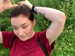 Amatéři, Velké péro, Kuřba, Creampie, Stříkání spermatu, Péro, Venku, Ruské