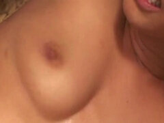 Watch Wife gets her tits and pussy pounded by two horny guys while hubby watches in lustful delight!