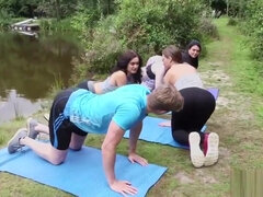 Cfnm yoga brits outdoors