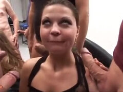 Two Teens Gangbang with Horny Men and Huge Cumshots