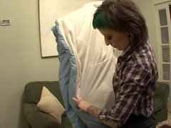 Green hair punk girl POV sex