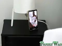 Miss Raquel with Big Tits is wettened in cum after a fucking from her son-in-law