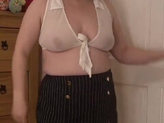 Stor svart kvinne, Brunette, Briller, Hjemmelaget, Moden, Sekretær, Skjørt