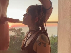 Warming My Pussy in the Sun + Blowjob