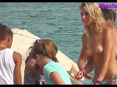 Voyeur first-timer bare-chested Beach video